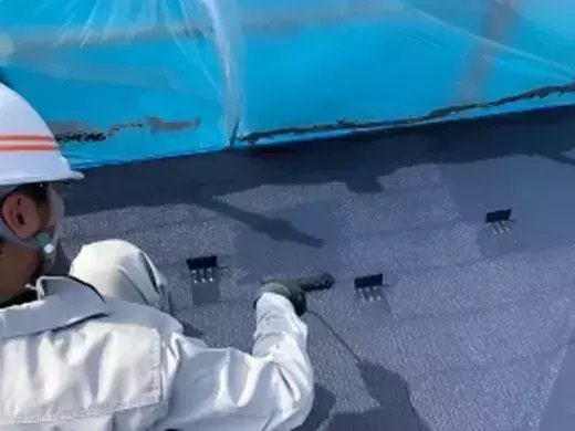 広島市安佐南区伴南T様邸 スレート屋根の上塗り
