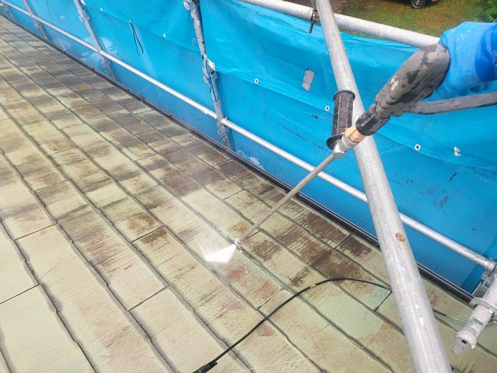 廿日市市大野A様邸 スレート屋根の高圧洗浄
